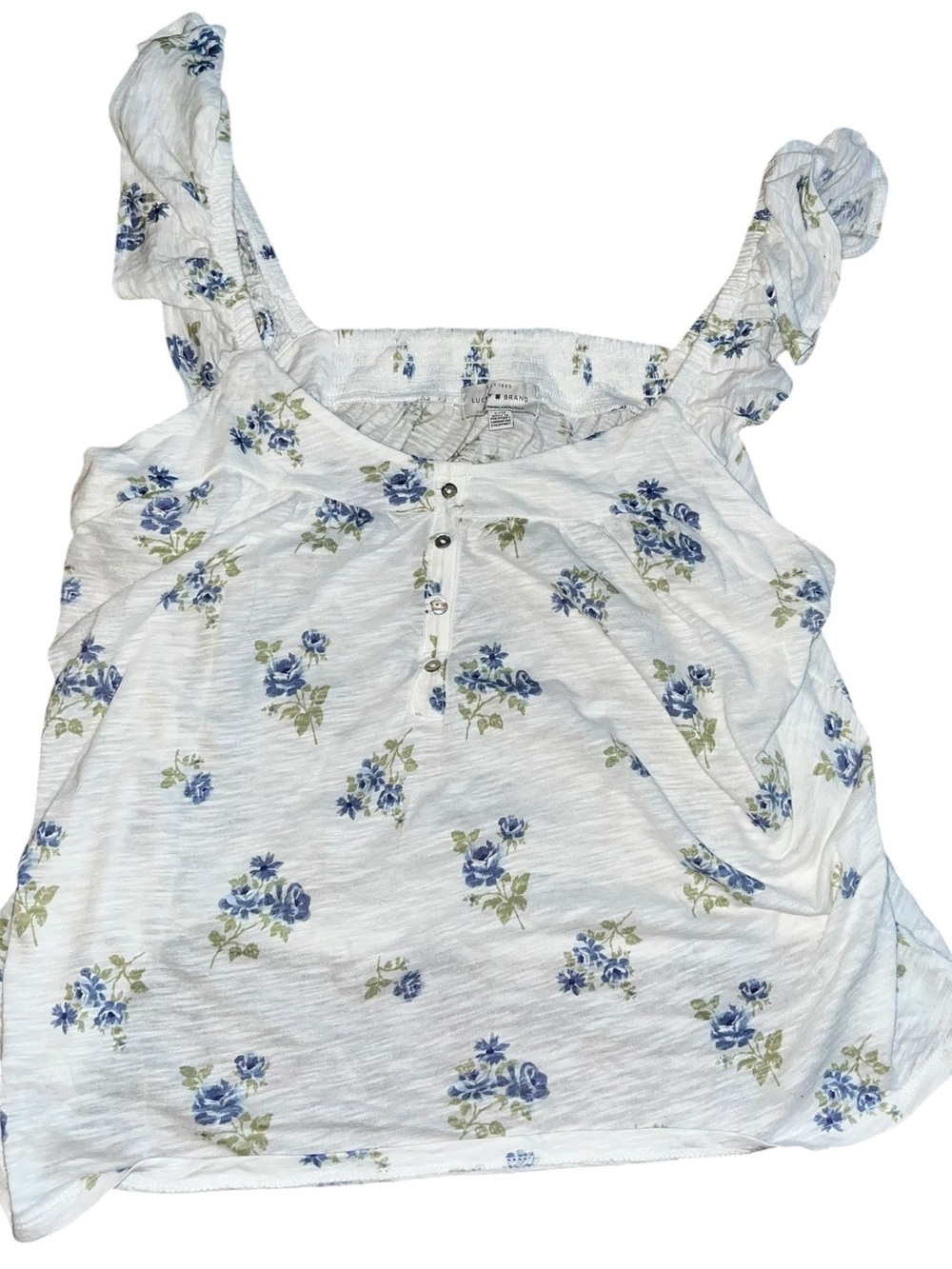Lucky Brand Women L Blue Floral Print Tank Cami Top